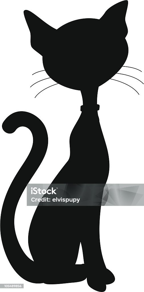 Noir Silhouette de chat - clipart vectoriel de Silhouette - Contre-jour libre de droits