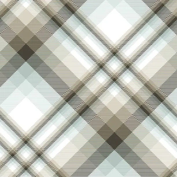Vector illustration of Plaid pattern in taupe, clair-de-lune blue and white