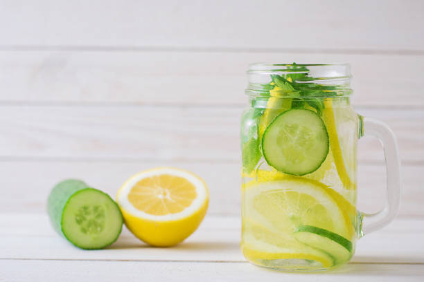 istock water with lemon and cucumber in a glass cup 1054899212