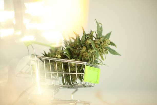 cannabis in a shopping trolley stock photo