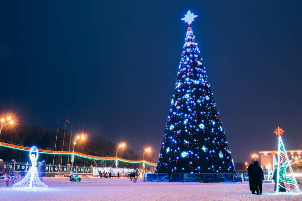 istock Beautiful city Christmas tree 1054904860