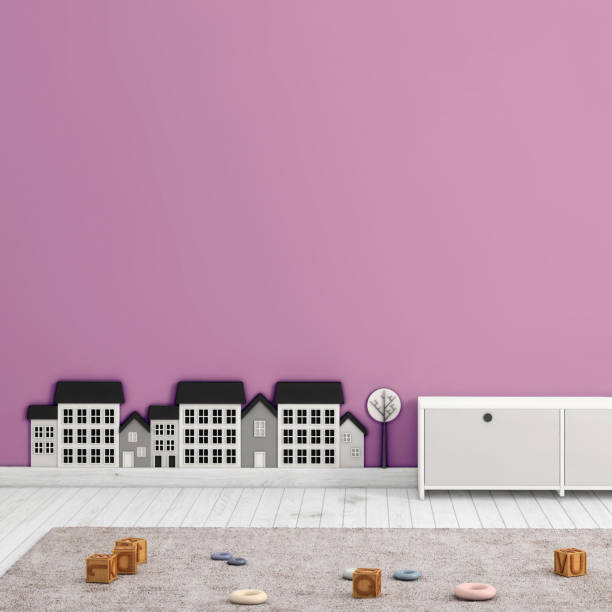 istock Kids room interior with blank wall 1054905166