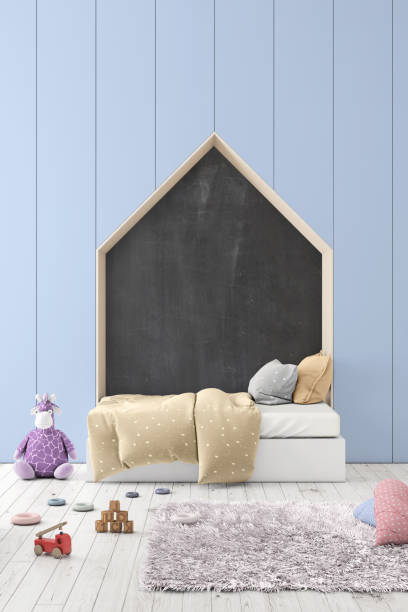 istock Kids room interior with blank wall 1054905180