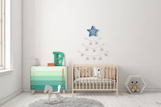 Kids nursery room interior copy space background