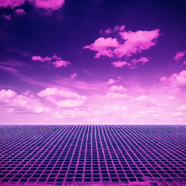 retro futuristic landscape, eighties background