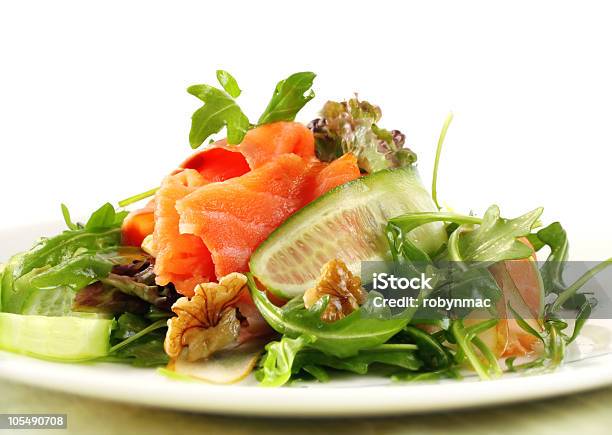 Smoked Salmon Salad Stock Photo - Download Image Now - Arugula, Color Image, Cucumber