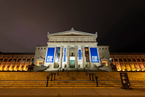 The Field Museum at night stock photo