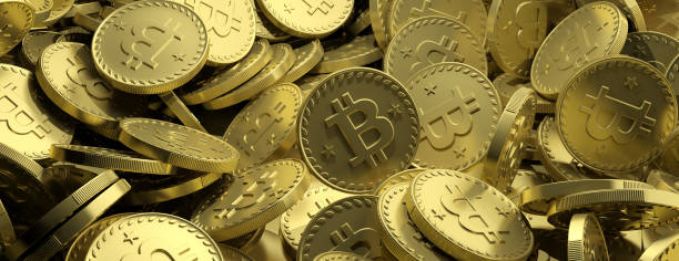istock Cryptocurrency concept. Bitcoins background, banner. 3d illustration 1054910830