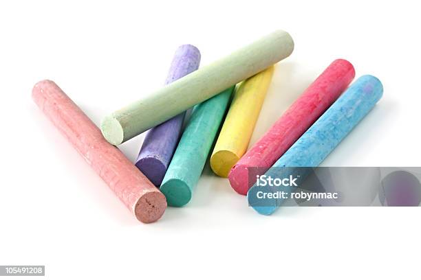 Colored Chalk Stock Photo - Download Image Now - Chalk - Art Equipment, White Background, Stick - Plant Part