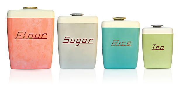 Retro Kitchen Canisters Stock Photo - Download Image Now - Retro