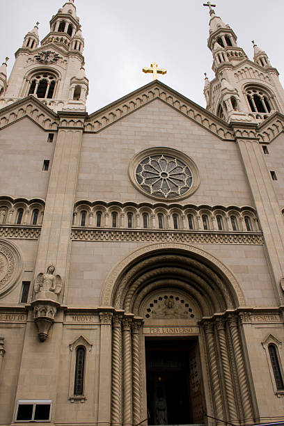 istock Towering Church with gloomy sky 105491464