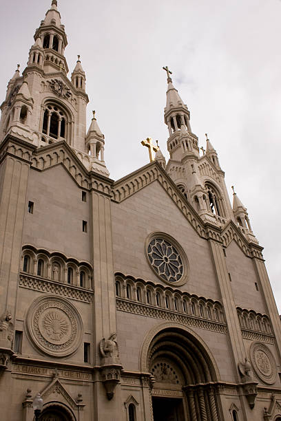 istock Towering Church with gloomy sky 105491468
