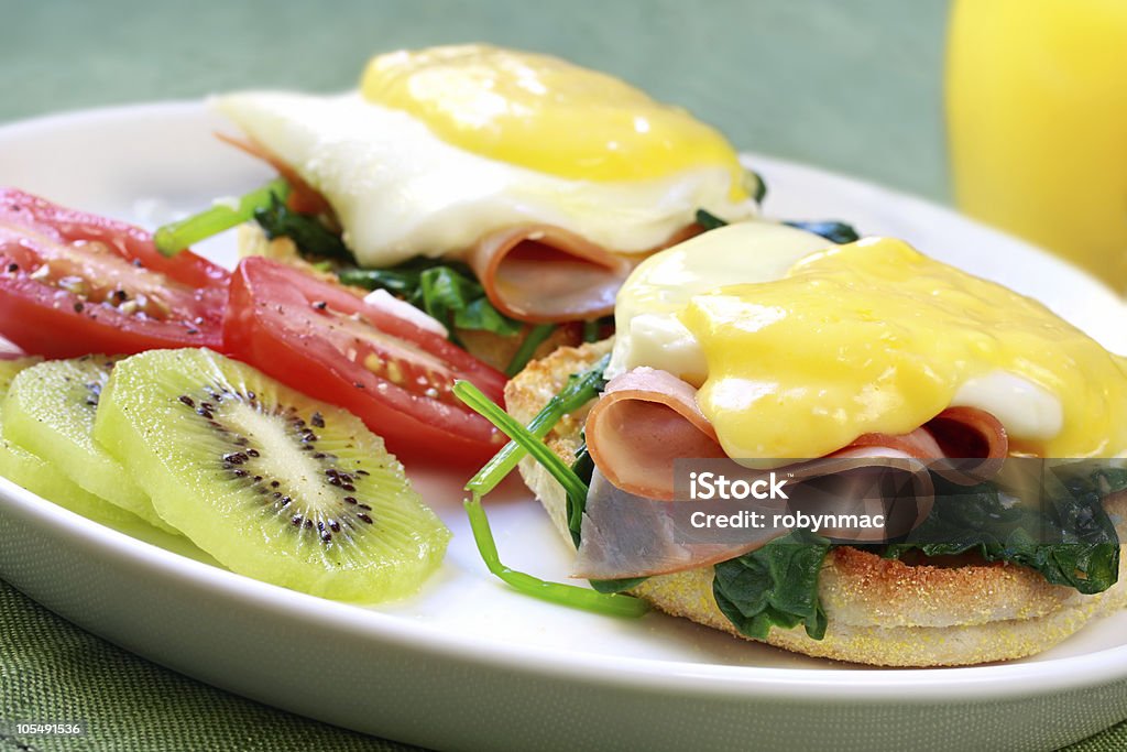 Eggs Benedict  Bechamel Sauce Stock Photo