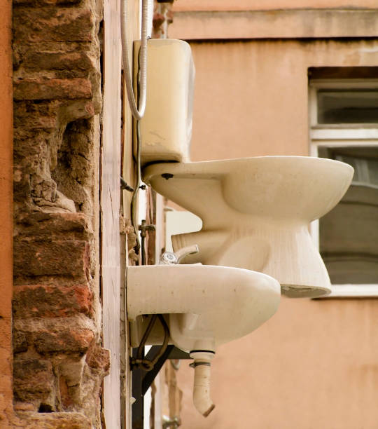 istock Hanging toilet - art or just disorder after renovation 105491583