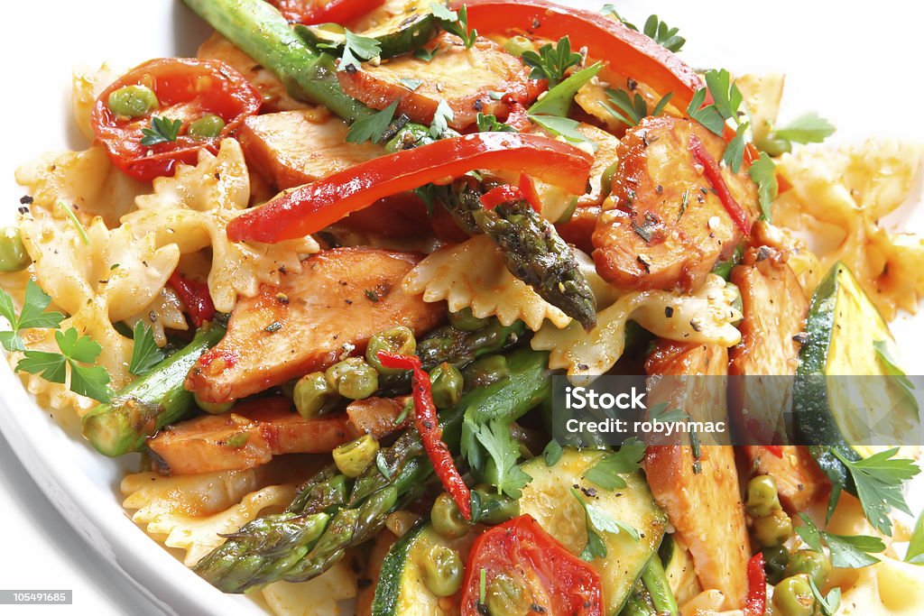 Chicken and Pasta Salad  Asparagus Stock Photo
