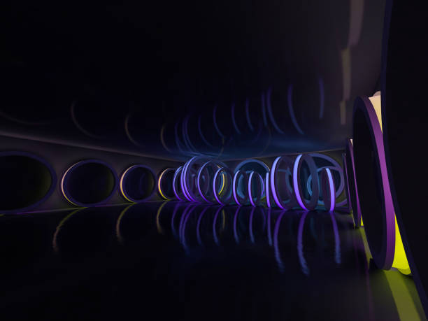 istock Background of an empty room with walls and neon light. Neon rays and glow. 3D 1054919384