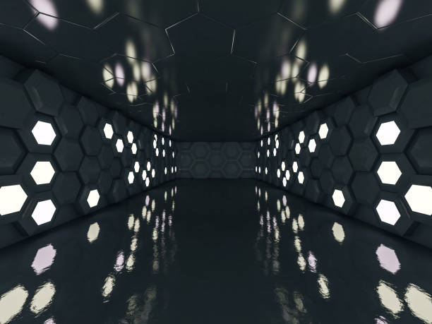 istock Background of an empty room with walls and neon light. Neon rays and glow. 3D 1054919548