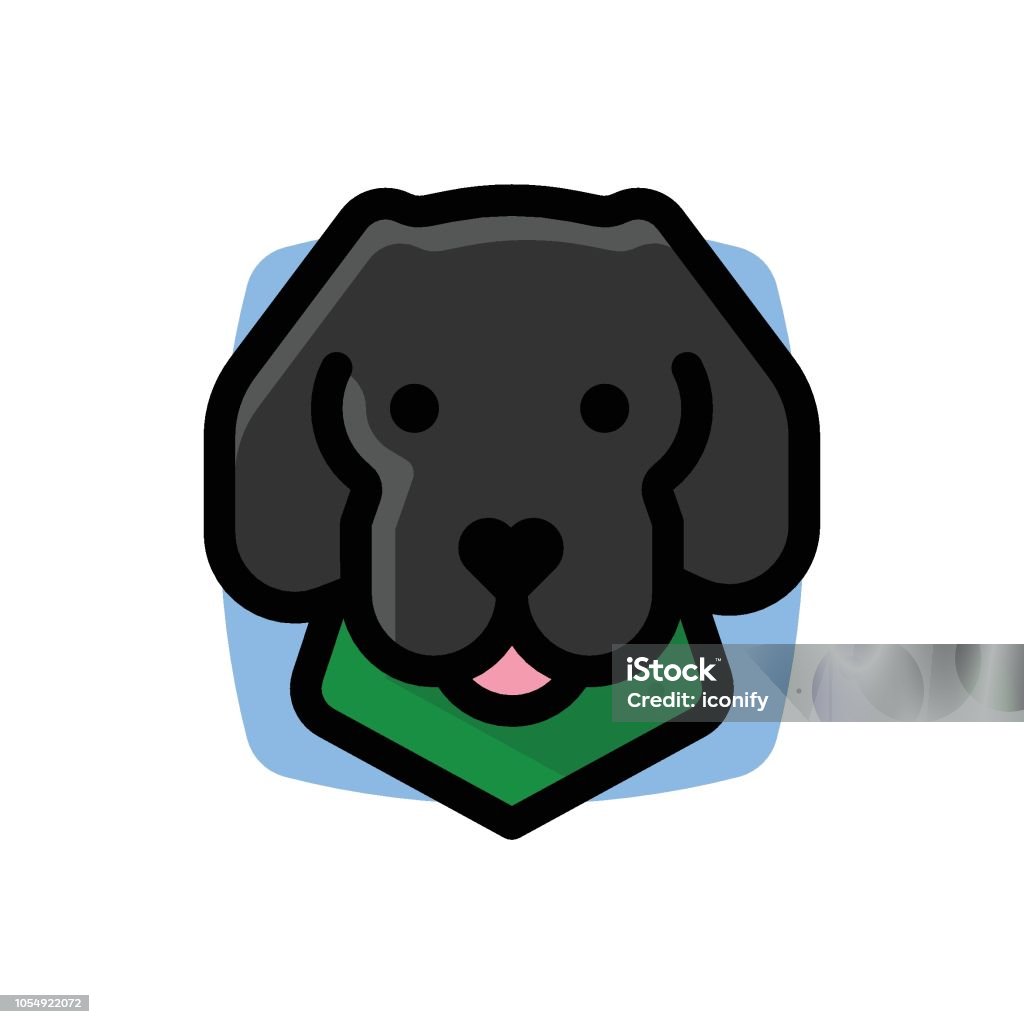 Web Black dog with green bandana Black Labrador stock vector