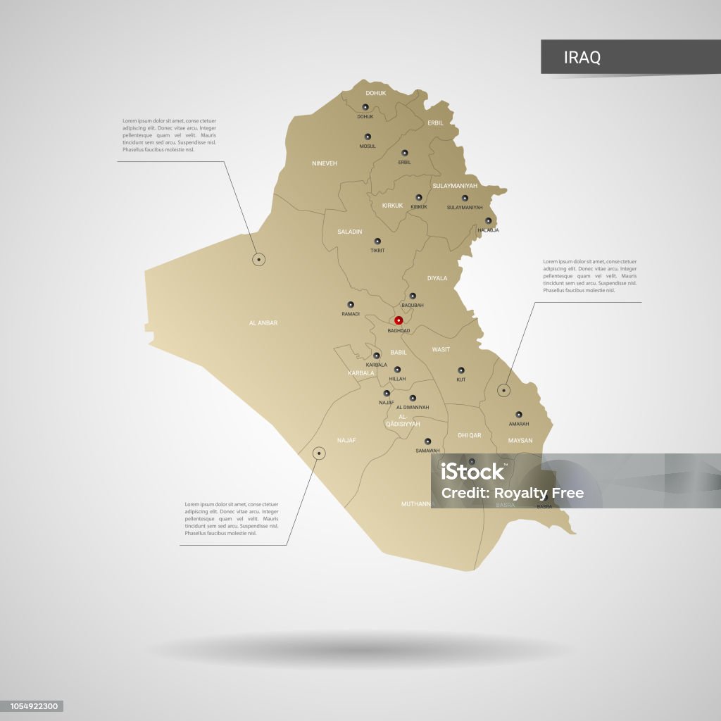 Iraq Mapbasic Ilustración de Estilizada Ilustración De Vector De Mapa De Irak y más ...