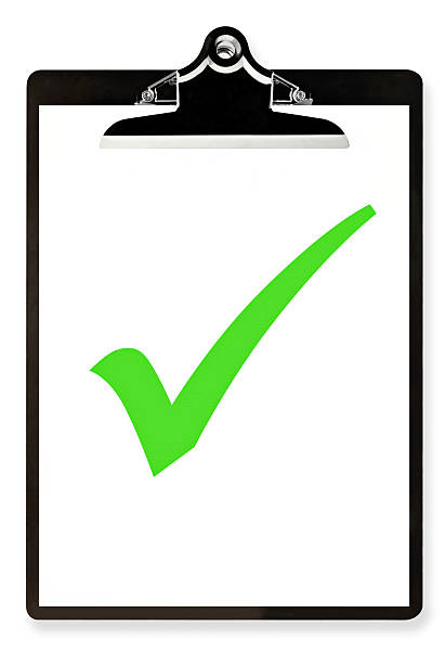 istock Illustration of black and white clipboard with green check 105492316