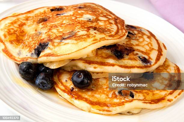 Buttermilk Blueberry Pancakes Stock Photo - Download Image Now - Blueberry, Breakfast, Buttermilk