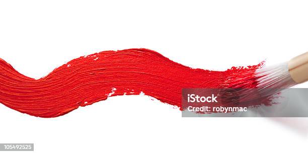Rote Farbe Mit Pinseloptik Stockfoto und mehr Bilder von Breit - Breit, Pinselstrich-Optik, Biegung