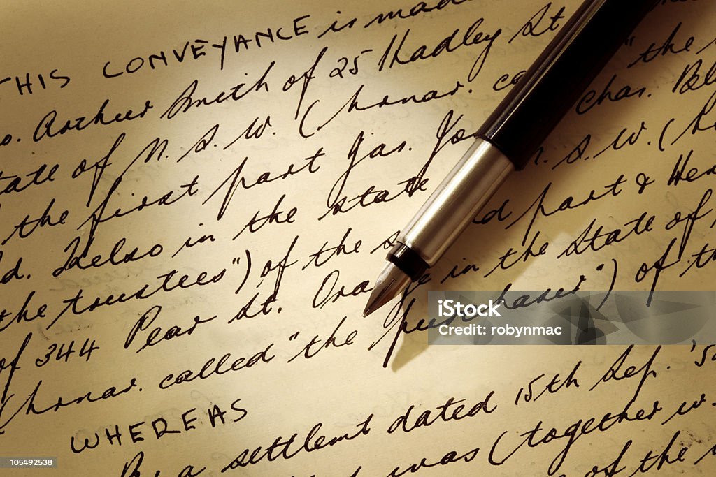 Old Legal Document  Agreement Stock Photo