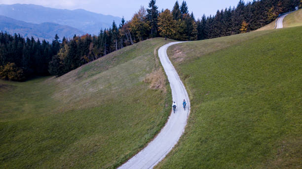 istock Young couple with mountain bike 1054927060