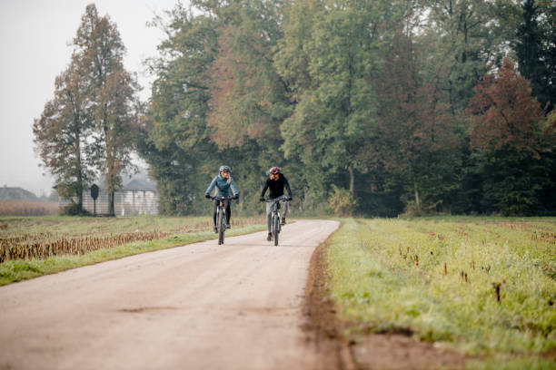 istock Young couple with mountain bike 1054927094