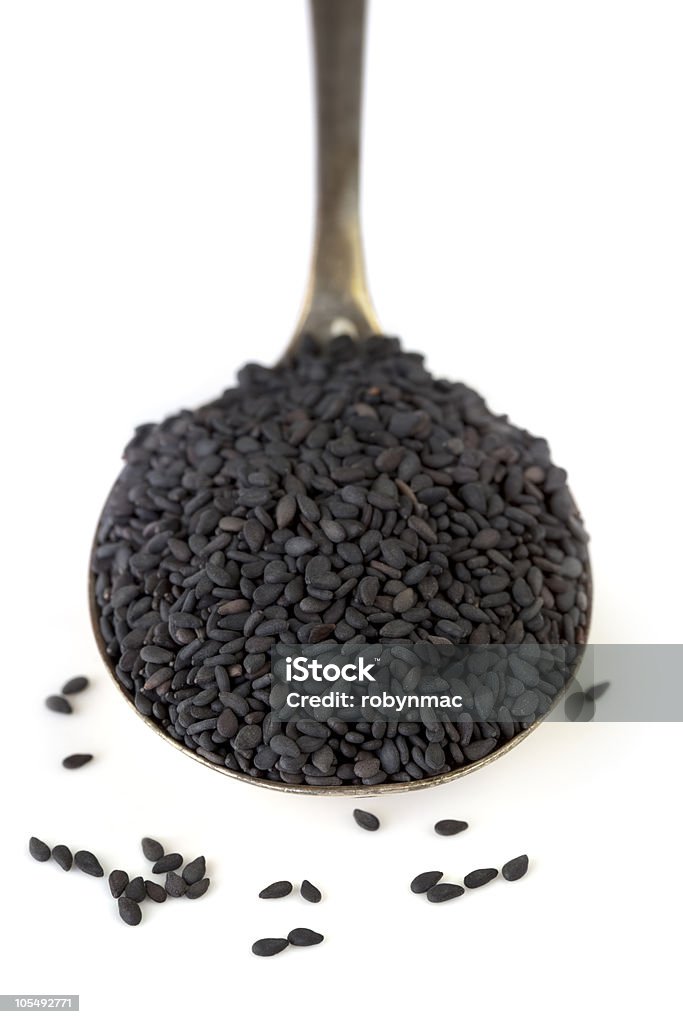 Черный кунжут украшают - Стоковые фото Кунжутное семя чёрное роялти-фри