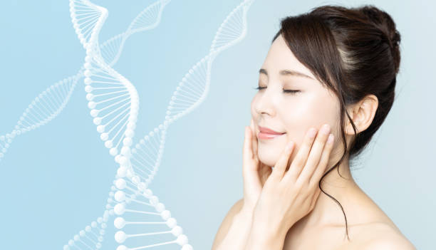 Woman beauty and gene therapy concept.