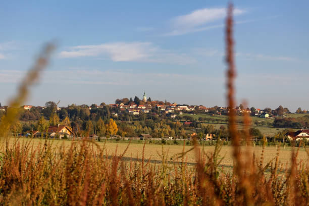 istock Small city Velesin through high grass. Czech landscape 1054935550