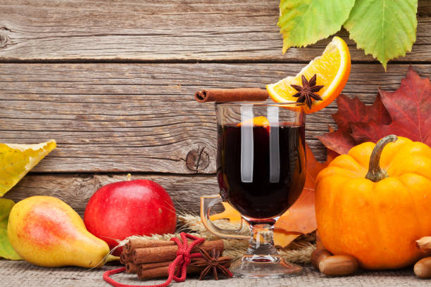 istock Autumn still life with pumpkins and mulled wine 1054937784