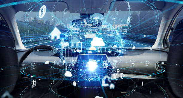 istock Futuristic vehicle concept. Autonomous car. Driverless vehicle. 1054938090