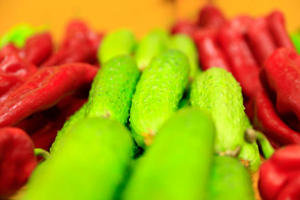 Cucumbers and peppers are on the market