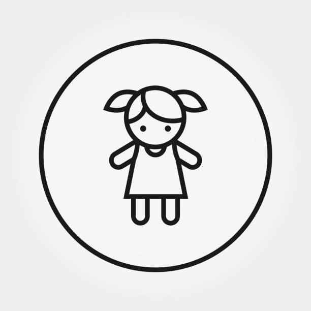 Doll. Toy. Universal Icon. Vector. Editable Thin line. Doll. Universal icon for web and mobile application. Vector illustration on a white background. Editable Thin line. doll stock illustrations