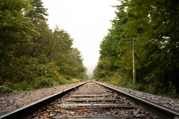 Open landscape of railway interaction on the background of the cloud sky. Hanover, Germany.