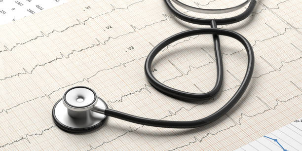 istock Medical checkup. Stethoscope on a cardiogram background. 3d illustration 1054948110