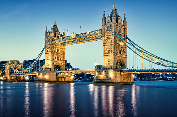 istock Illuminated Tower Bridge in London as seen at night 105494882