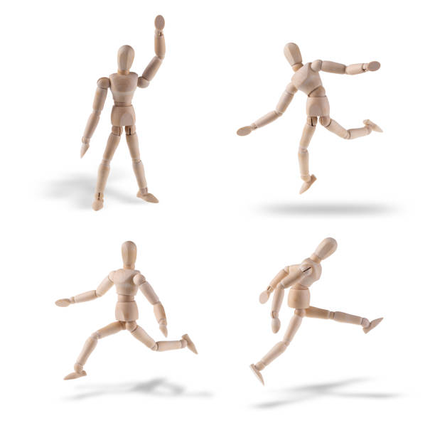 istock Wooden figure action isolated on white background 1054949046