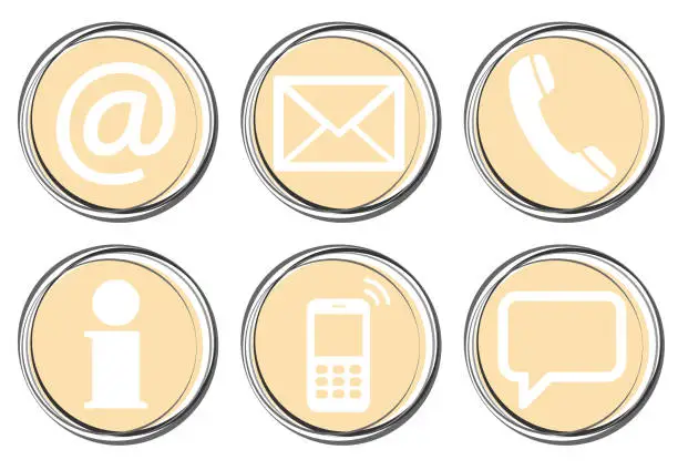 Vector illustration of six contact us icons button set