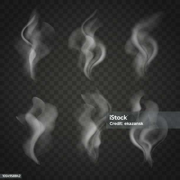 Translucent Smoke Set Isolated On Dark Background Stock Illustration ...