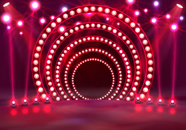 показать легкий подиум красный фон. иллюстрация вектора - backgrounds nightclub disco ball disco stock illustrations