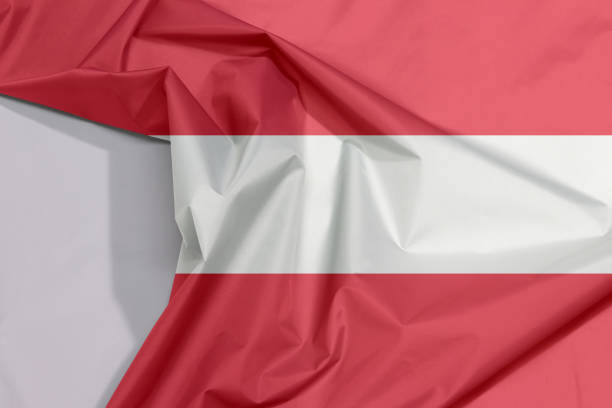 istock Austria fabric flag crepe and crease with white space. 1054959118