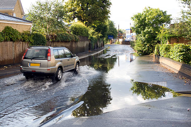 Flooded Road stock photo