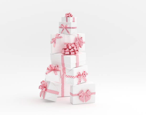 istock Christmas white gift pile isolated 1054967374