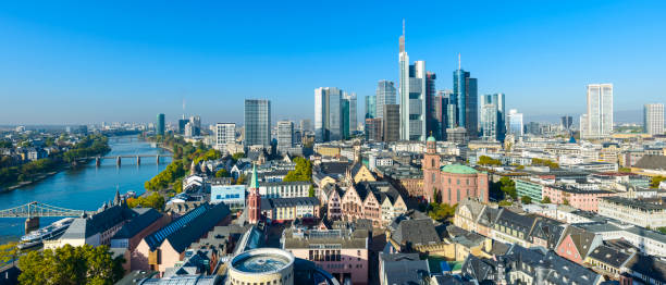 istock Panoramic View of the Frankfurt City Skyline and Main River, Germany 1054967862