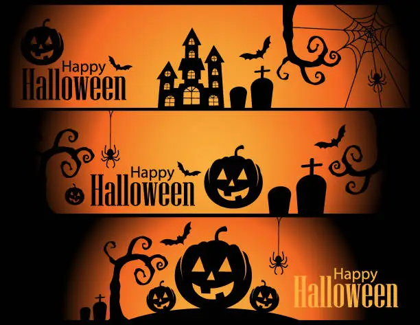 Vector illustration of Happy Halloween banner background