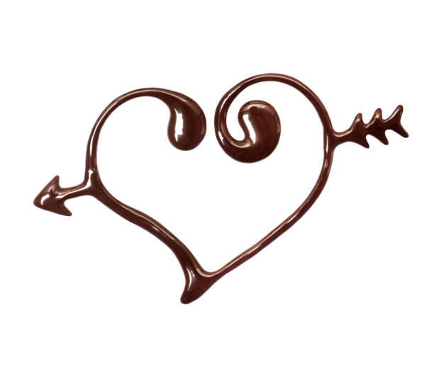 istock Heart drawn with melted chocolate isolated on white background 1054980816