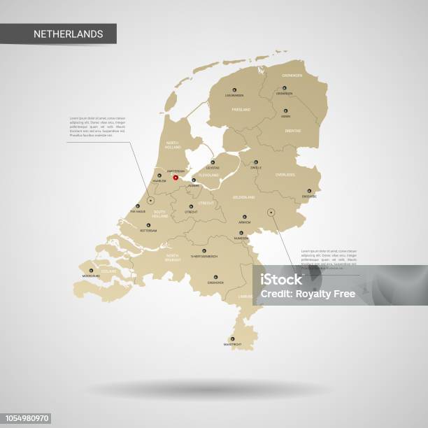 Stylized Netherlands Map Vector Illustration Stock Illustration - Download Image Now - Netherlands, Map, Infographic